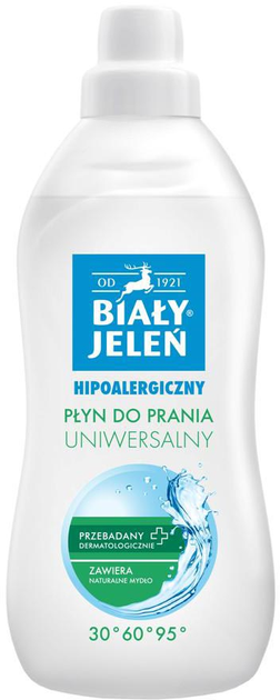 Płyn do prania tkanin białych i kolorowych Biały Jeleń hipoalergiczny 1000 ml (5900133010929) - obraz 1