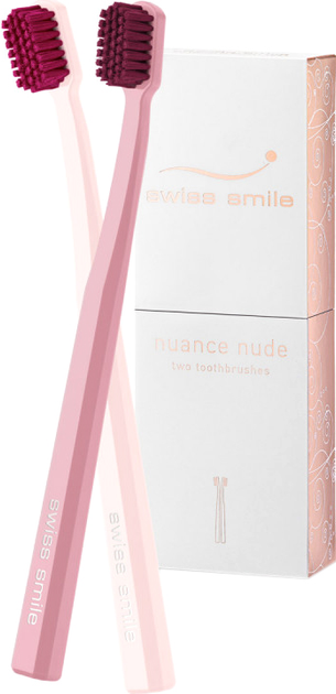 Szczoteczki do zębów ultramiękkie Swiss Smile Nuance Nude Delicate Frankness w kolorze porcelany i kwiatu wiśni 2 szt (600-013) (7640131976220) - obraz 1