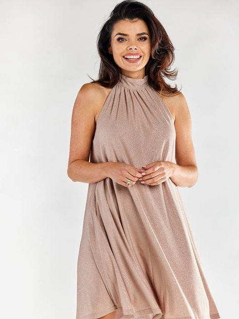 Sukienka trapezowa damska Awama A556 L/XL Beżowa (5902360575400) - obraz 4