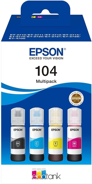 Набір чорнил Epson 104 EcoTank Multipack Cyan/Magenta/Yellow/Black (8715946684888) - зображення 1