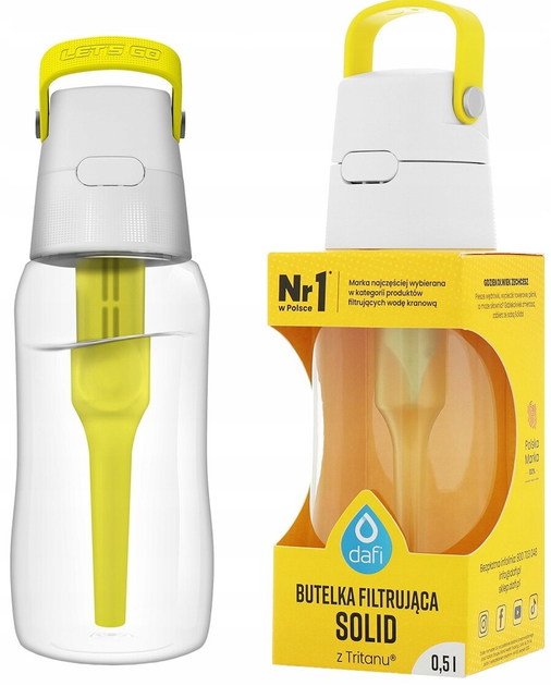 Butelka na wodę Dafi Solid 500 ml z wkladem filtrującym Żółty (5902884108184) - obraz 2