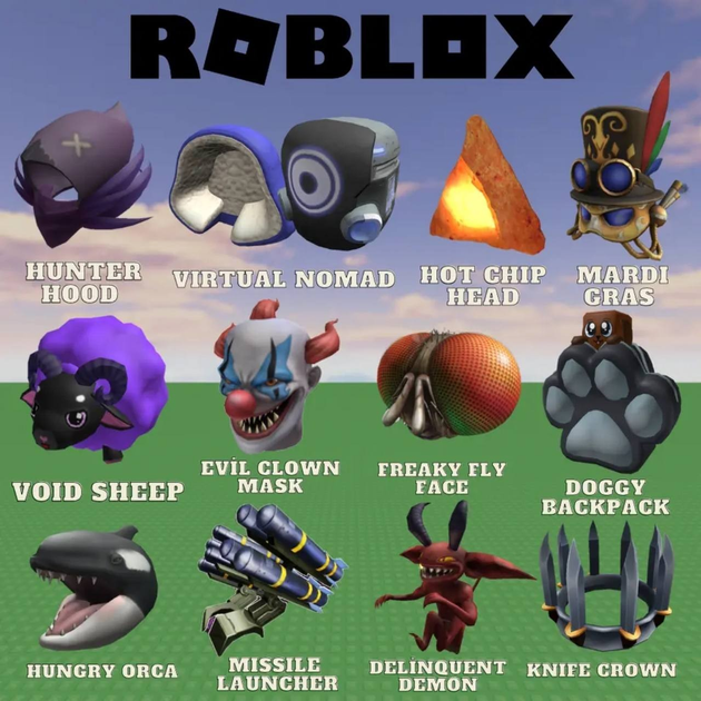 Roblox: МЕГА Набор из 12 Скинов (Hunter, Nomad, Mardi, Void Sheep, Doggy, Orca, Clutch, Crown, Fly, Demon, Hot Chip, Knife Crown) - изображение 1