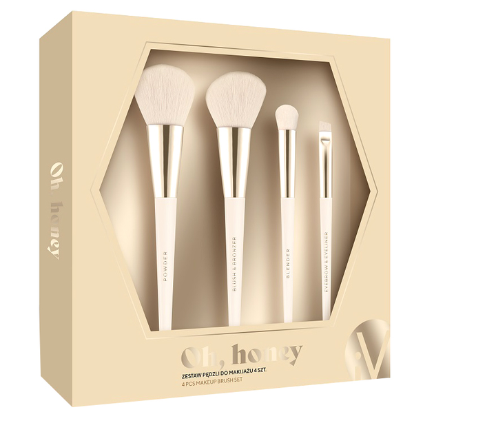 Zestaw pędzli Inter-Vion Oh Honey Makeup Brush do makijażu 4 szt (5902704180055) - obraz 1