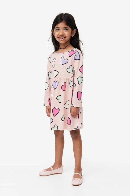 Платье для девочки розовое Сердца H&M 134-140см (400093920) - Фото 3 Платье для девочки розовое Сердца H&M 134-140см (400093920) - изображение 3