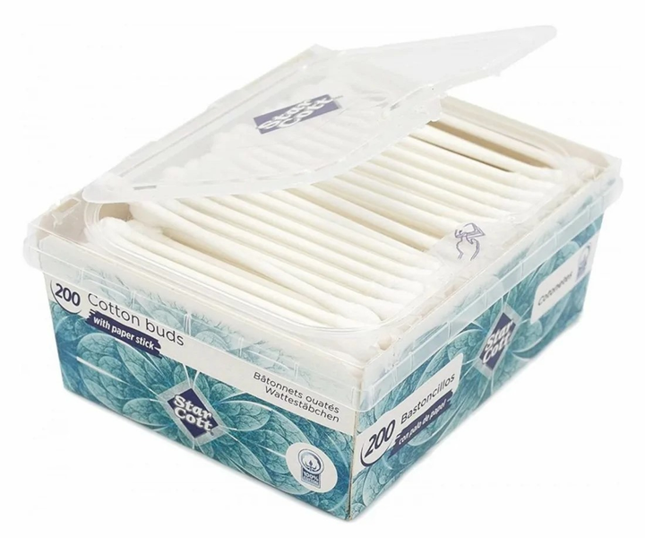 Вушні палички Star Cott Cotton Buds with Paper Stick 200 шт (8410961305038) - зображення 1