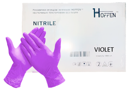 Перчатки нитриловые Hoffen Размер XS 500 пар Фиолетовые (CM_66032) - изображение 1