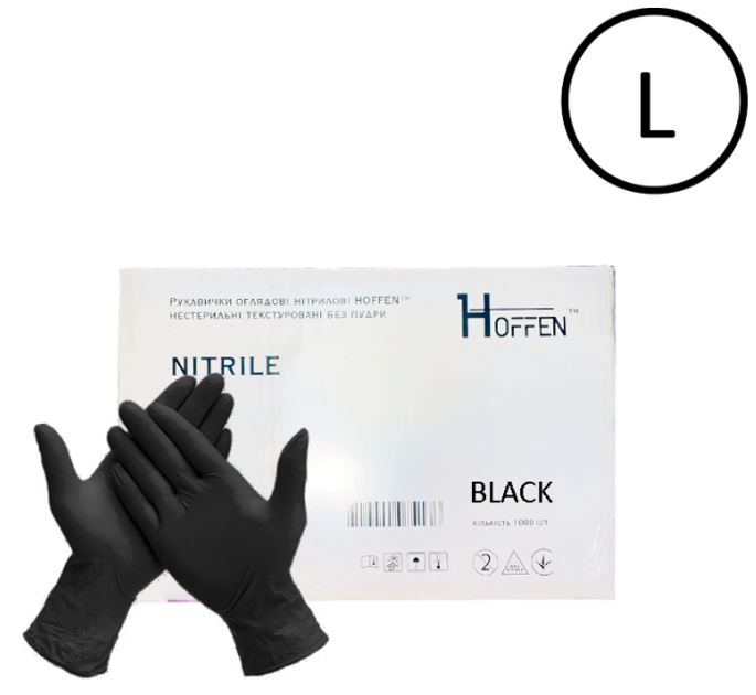 Рукавички нітрилові Hoffen Розмір L 500 пар Чорні (CM_66024) - зображення 2