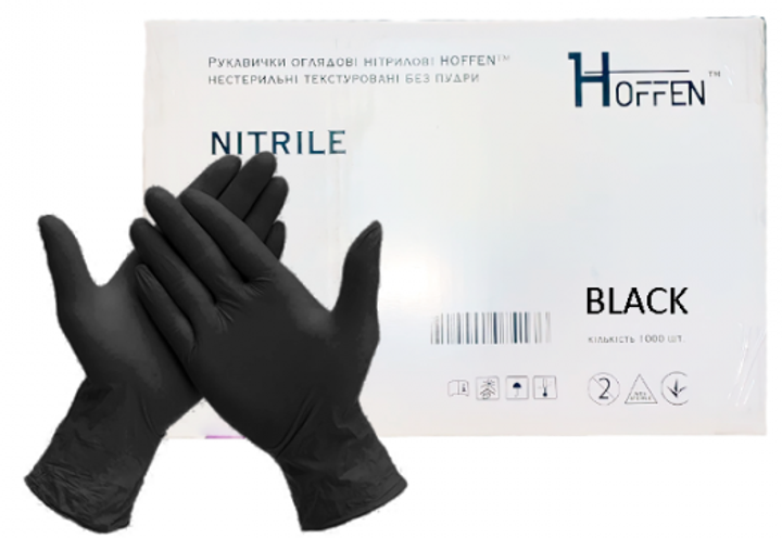 Рукавички нітрилові Hoffen Розмір XL 500 пар Чорні (CM_66026) - зображення 1