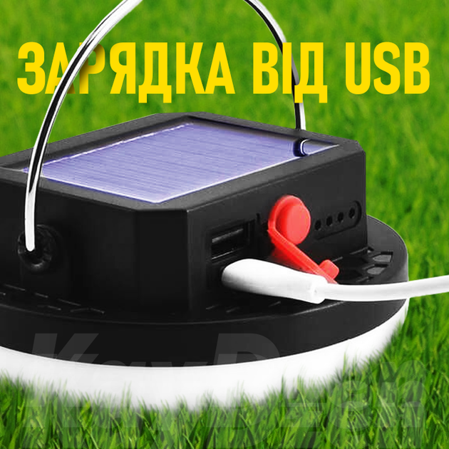 Акумуляторний LED світильник Andowl Q-LED10X1 10W + power bank прожектор аварійний із сонячною панеллю та павербанком - зображення 2