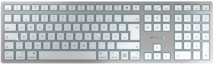 Клавіатура бездротова Cherry KW 9100 Slim for Mac USB + Bluetooth Silver (JK-9110DE-1) - зображення 1