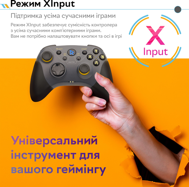 Бездротовий геймпад RZTK GamePad BT5.0 PC/iOS/Android/PS3/PS4 Grey - зображення 4
