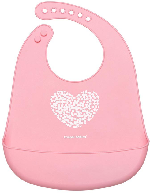 Силіконовий нагрудник із кишенею Canpol Babies Pastelove Pink (5901691849501) - зображення 1