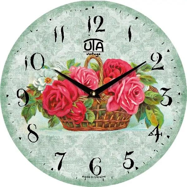 Акция на Настінний годинник UTA 045 VP садові квіти в кошику от Rozetka
