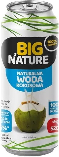 Napój z sokiem Big Nature Woda Kokosowa Naturalna 520 ml (5903293144008) - obraz 1