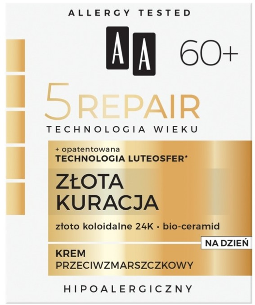 Крем проти зморшок AA Technologia Wieku 5Repair 60+ Złota Kuracja денний 50 мл (5900116043951) - зображення 1