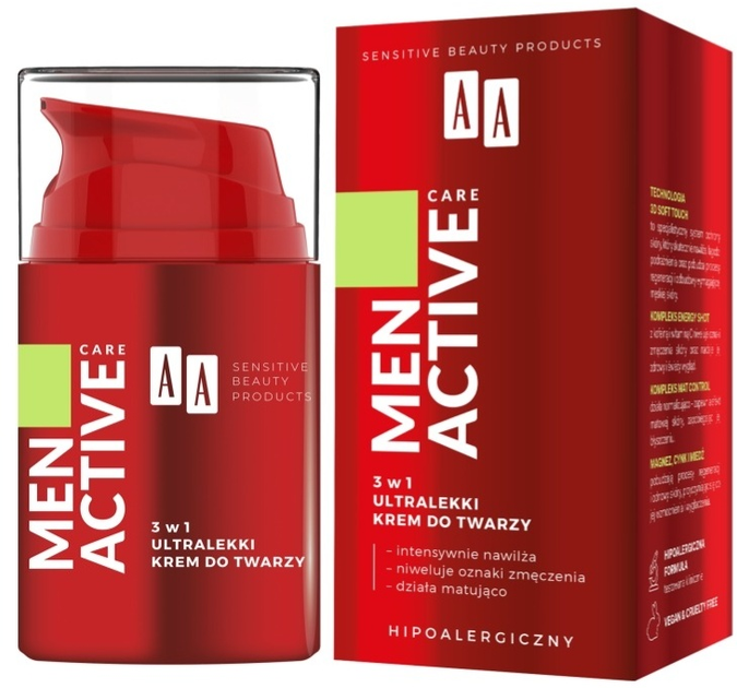 Крем для обличчя AA Men Active Care 3-в-1 50 мл (5900116086163) - зображення 1