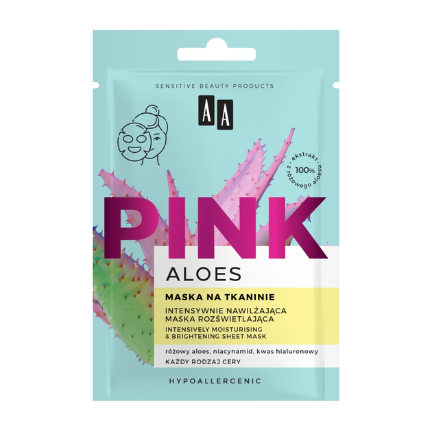 Maska AA Aloes Pink nawilżająca rozświetlająca na tkaninie 18 ml (5900116092096) - obraz 1