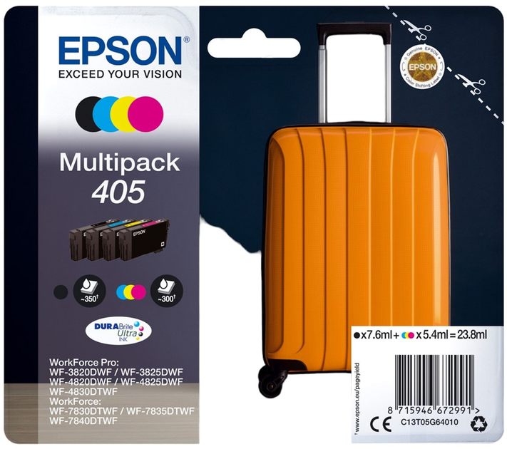Zestaw tuszy Epson 405 Multipack Cyan/Magenta/Yellow/Black (8715946672991) - obraz 1