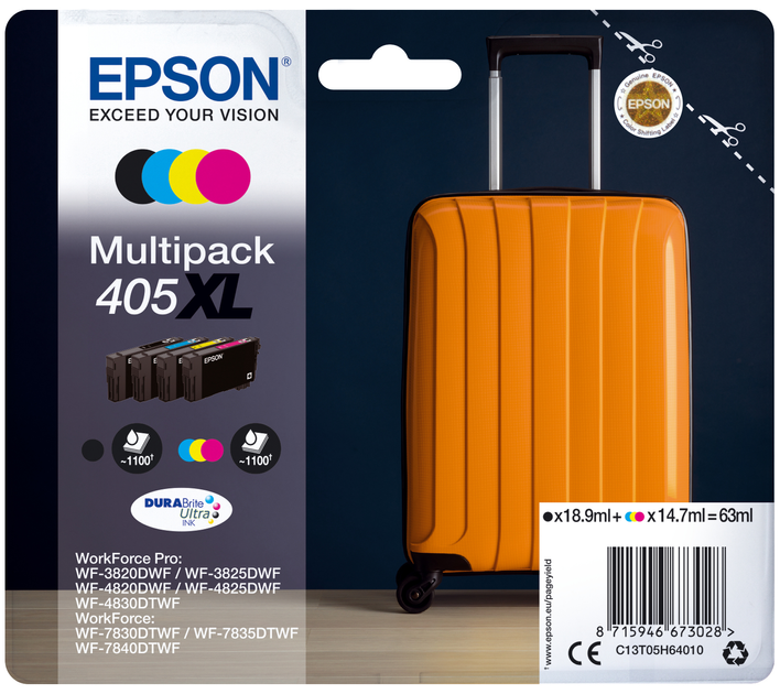 Набір картриджів Epson 405XL Multipack Cyan/Magenta/Yellow/Black (8715946673028) - зображення 1