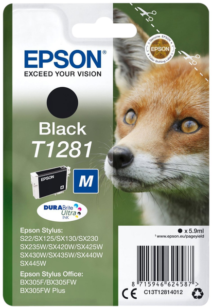 Tusz Epson T1281 Black (8715946624587) - obraz 1