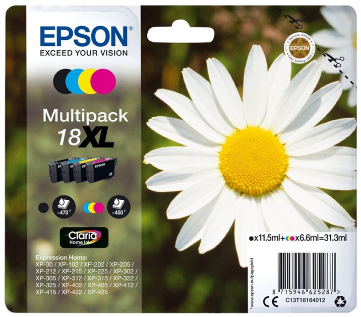 Zestaw tuszy Epson 18XL Multipack Cyan/Magenta/Yellow/Black (8715946625287) - obraz 1