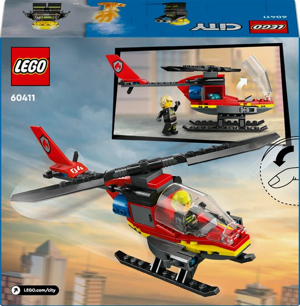 Конструктор LEGO City Пожежний рятувальний гелікоптер 85 деталей (60411) - зображення 2