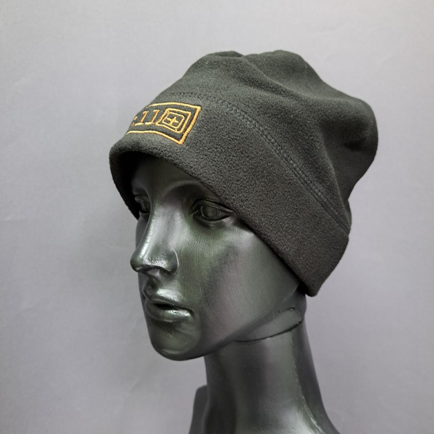 Зимняя шапка флисовая теплая тактическая 5.11 Tactical мужская женская Черный (5548) - изображение 2