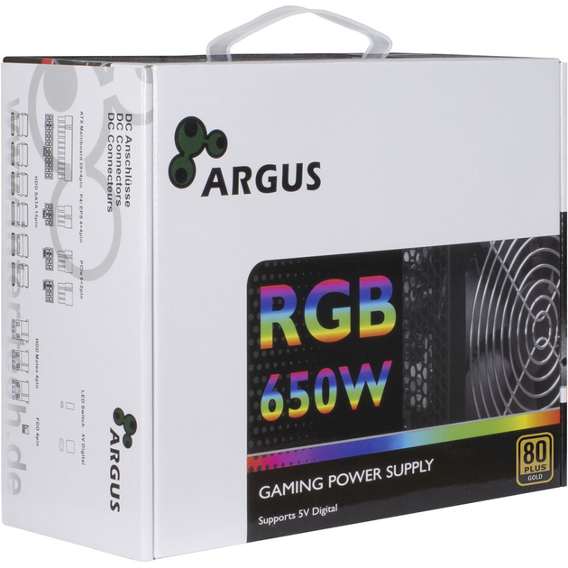 Блок живлення Inter-Tech Argus RGB 650 Вт (88882147) - зображення 2