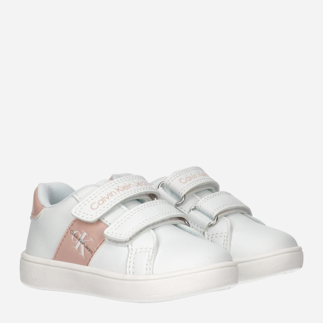 Tenisówki dziecięce dla dziewczynki na rzepy Calvin Klein Jeans Low Cut Velcro Sneaker V1A9-80782-1355X134 34 Białe (8052578509623) - obraz 2