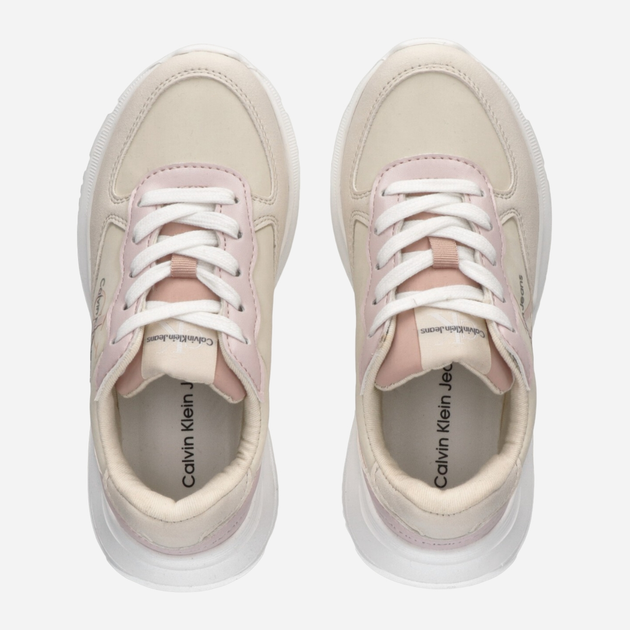 Sneakersy dziecięce dla dziewczynki Calvin Klein Jeans Low Cut Lace-Up Sneaker V3A9-80809-1461B027 35 Beżowy/Różowy (8052578519653) - obraz 3