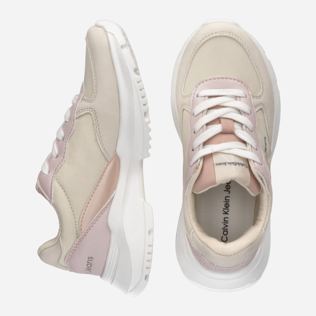 Sneakersy dziecięce dla dziewczynki Calvin Klein Jeans Low Cut Lace-Up Sneaker V3A9-80809-1461B027 35 Beżowy/Różowy (8052578519653) - obraz 4