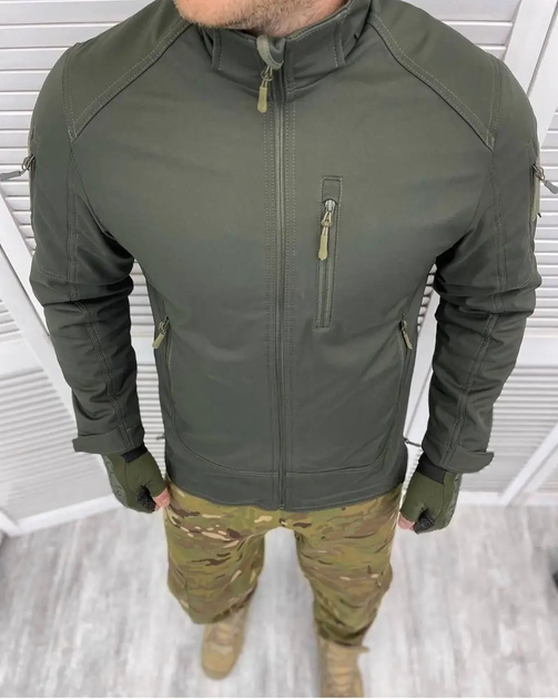 Армейская куртка Combat ткань soft-shell на флисе Оливковый 3XL (Kali) AI006 - изображение 1
