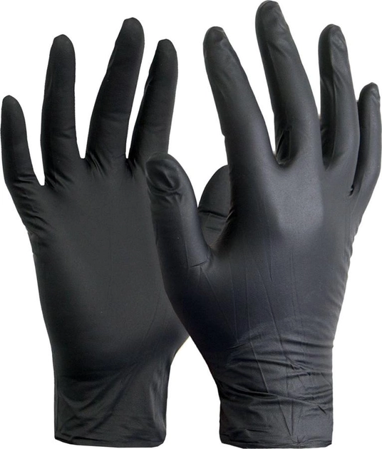 Перчатки смотровые нитриловые текстурированные, нестерильные Medicom SafeTouch Advanced Black неопудренные 3.3 г черные 50 пар № XS (1187P-A) - изображение 2