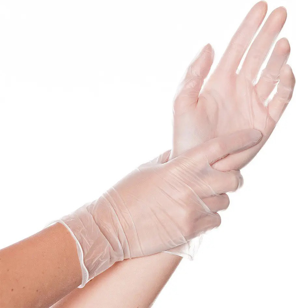 Перчатки смотровые виниловые нестерильные Medicom SafeTouch неопудренные прозрачные 50 пар № M (11131-B) - изображение 2