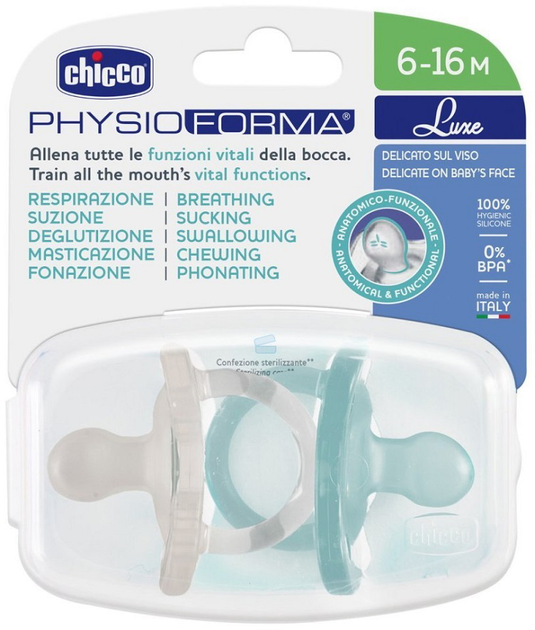 Smoczek Chicco PhysioForma Luxe silikonowe 6-16 m miętowy 2 szt (8058664171996) - obraz 1