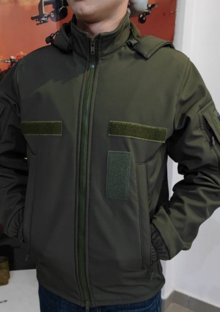 Куртка тактическая Soft Shell водонепроницаемая флис хаки 46 - изображение 1