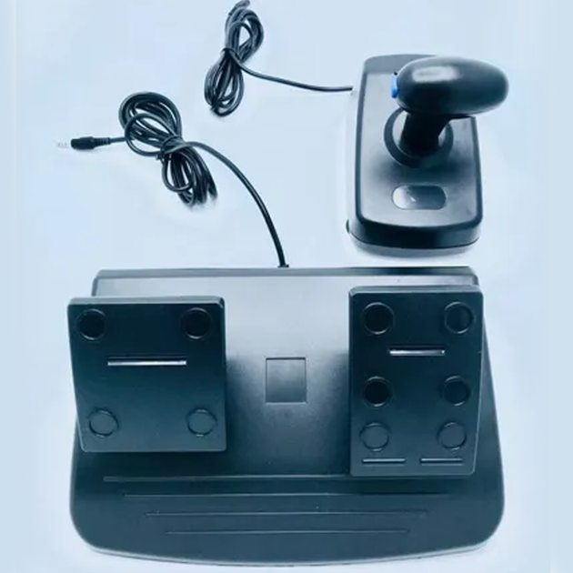 Ігрове кермо з педалями та коробкою передач 3в1 PXN Play Game P4 25см із зворотним зв'язком, 180°, на присосках для PC/PS3/PS4 Чорний із синім+VR Box 2.0 - Фото 6 Ігрове кермо з педалями та коробкою передач 3в1 PXN Play Game P4 25см із зворотним зв'язком, 180°, на присосках для PC/PS3/PS4 Чорний із синім+VR Box 2.0 - зображення 6
