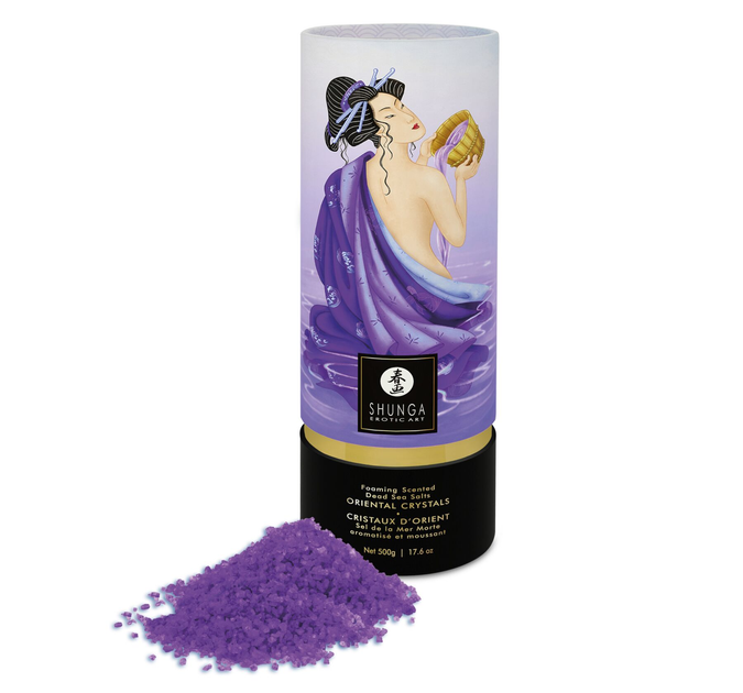 Пінлива сіль для ванни Shunga Dead Sea salt Oriental Crystals - Exotic Fruits (500 г), сіль Мертвого - зображення 2