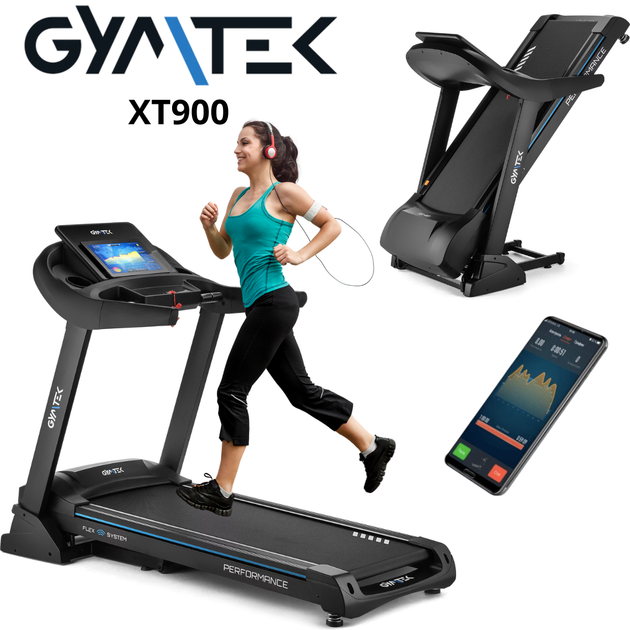 Бігова доріжка GYMTEK XT900: Електрична, 3.0 к.с., 20 км/год, Автонахил 15%, Амортизація 10 еластомерів. До 150 кг, FitShow, Складна для дому, USB, Bluetooth - зображення 8