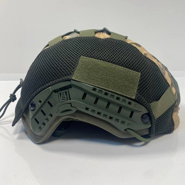 Кавер на каску FAST M-KET Пиксель ВСУ военный чехол на шлем с резинкой боковыми стропами и липучками для шевронов универсальный размер L-XL - изображение 1