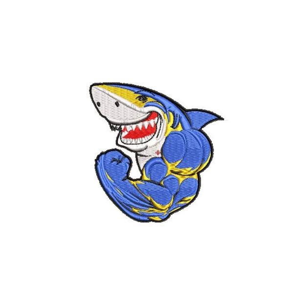 Шеврон на липучці (велкро) Акула 9х8,8 см Синій 6068 - изображение 1