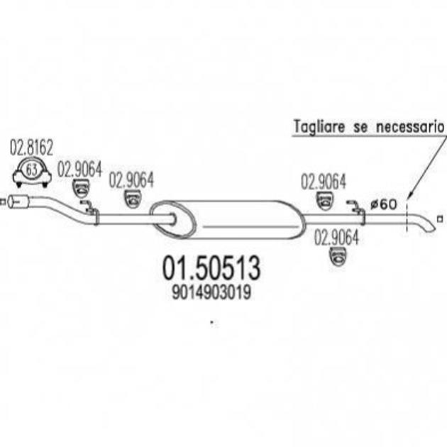 Глушник середній MTS 0150513 Mercedes Sprinter 9014903019, A9014903019 - зображення 1