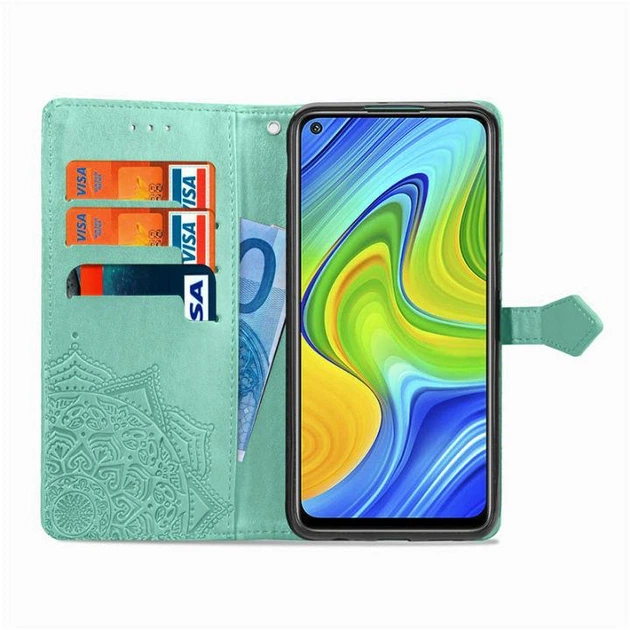 Чехол Vintage для Xiaomi Redmi Note 9 книжка кожа PU бирюзовый - изображение 4