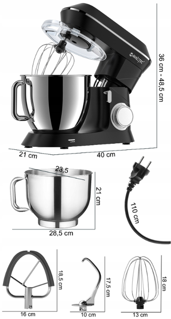 Тестомес миксер планетарный Maltec Chef 2200W BL - изображение 3