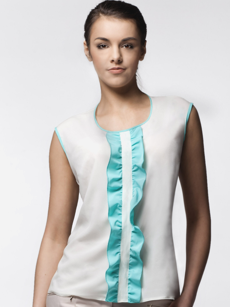 Bluzka damska z krótkim rękawem Awama A24 XL Ecru/Mięta (5902360500594) - obraz 1
