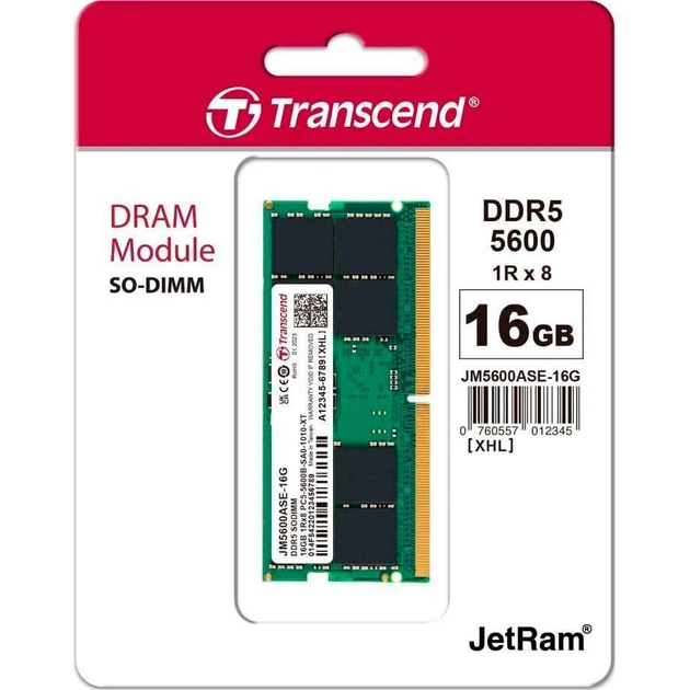 Модуль пам'яті Transcend DDR5 16GB SO-DIMM JM 5600MHz 1Rx8 2Gx8