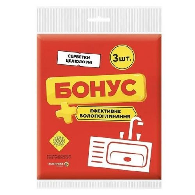 Серветки целюлозні БОНУС 3 шт от продавца: Побут+ – в интернет-магазине ...