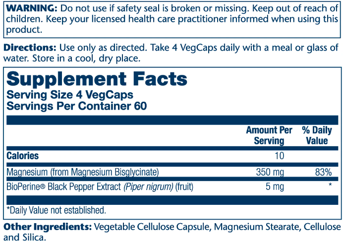 Magnesium Glycinate 350mg - 240 vcaps гліцинат магнію у великому форматі для м’язів, нервової системи, сну та кісток - изображение 2