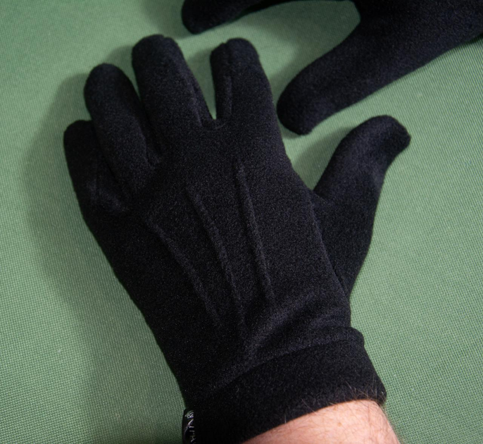 Перчатки Кіраса мужские 9 размер флисовые плотность 320 грм/м.кв. чёрные 416 - изображение 2
