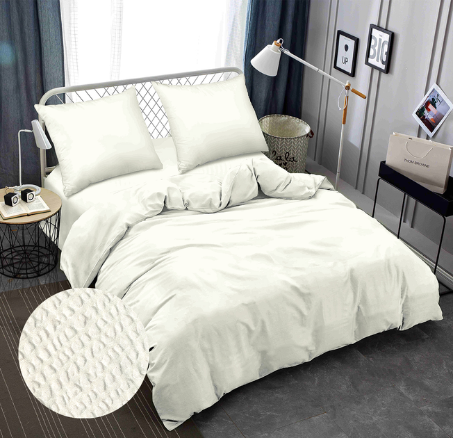 Комплект постельного белья Zastelli Евро 200х220 см Ivory-Cream Жатка ...